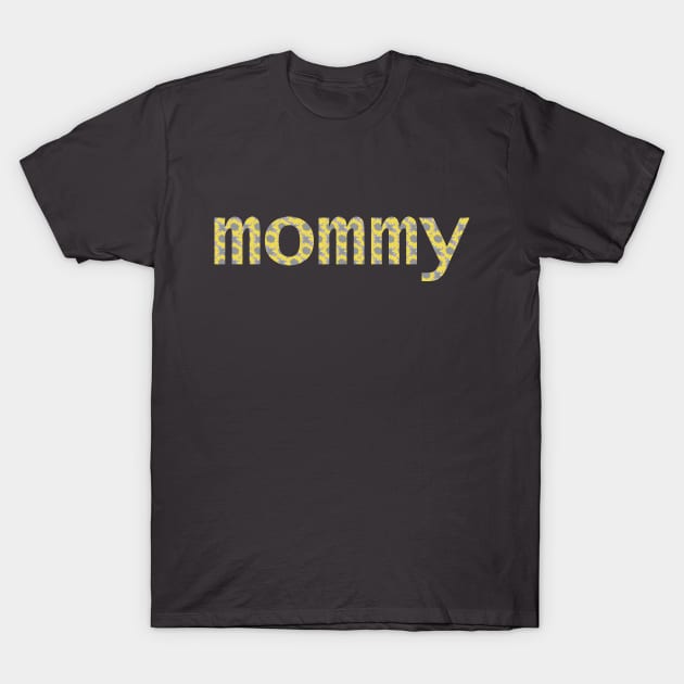 Mom Floral Art Typography Mommy Yellow Grey T-Shirt by ellenhenryart